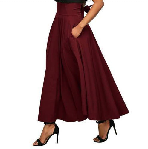 Damen weit geschnittene Palazzo-Hose mit eleganten Taschen und hohem Bund Heidi-Mode