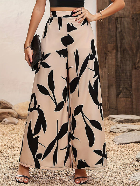 Damen Palazzo-Hose mit floralem Muster und weitem Schnitt Heidi-Mode