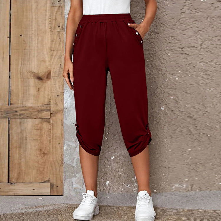 Damen sportliche Freizeithose mit elastischem Bund und praktischen Seitentaschen Heidi-Mode