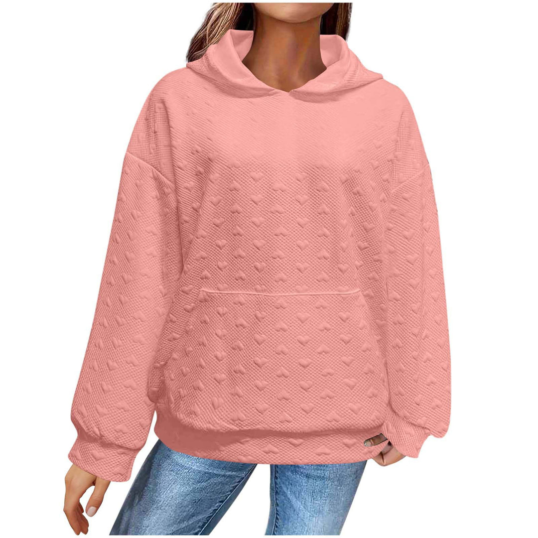 Damen Kapuzenpullover mit strukturiertem Herzmuster Heidi-Mode