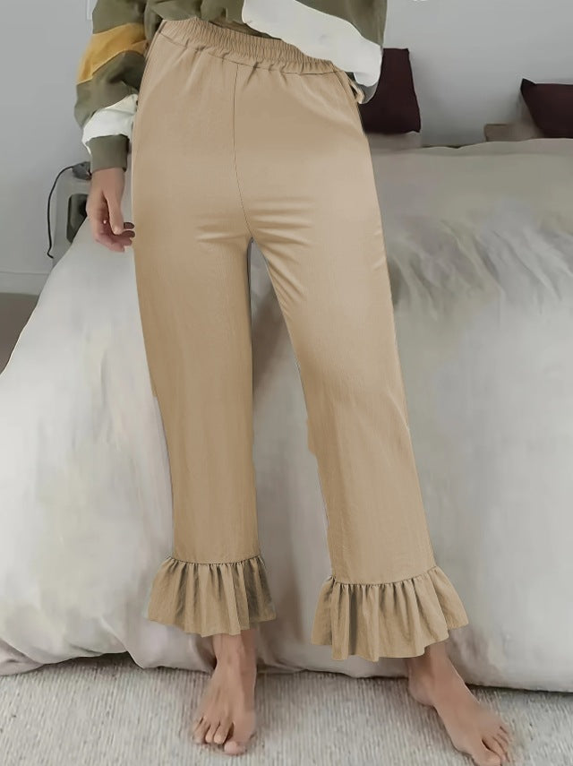 Damen Flauschige Culotte mit Volantabschluss Heidi-Mode
