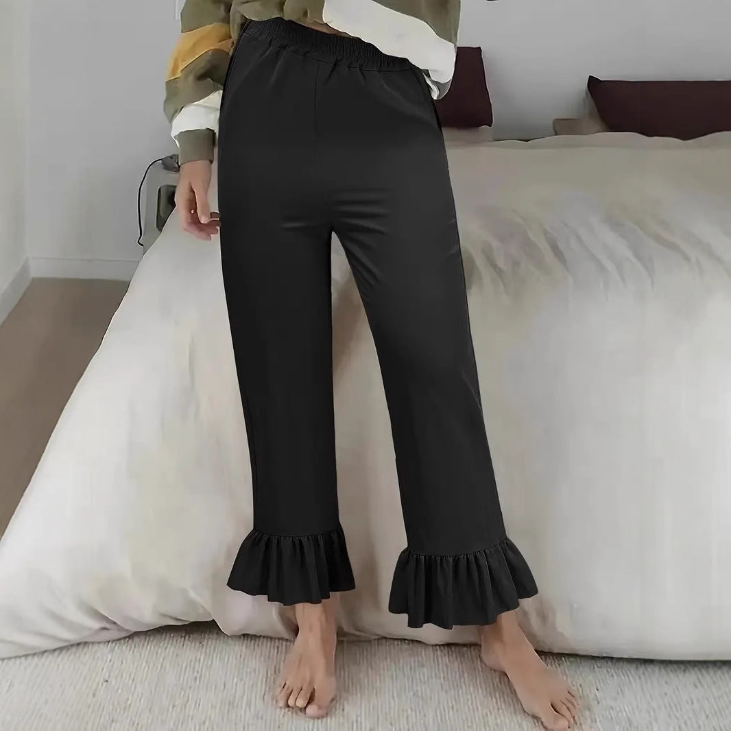 Damen Flauschige Culotte mit Volantabschluss Heidi-Mode
