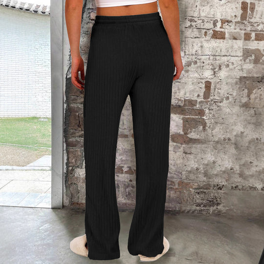 Damen Weiche Rippstrick-Hose mit elastischem Bund und praktischen Taschen Heidi-Mode