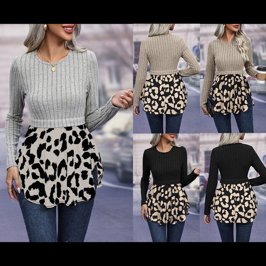 Damen modisches Oberteil im Lagen-Look mit Tiermuster Heidi-Mode