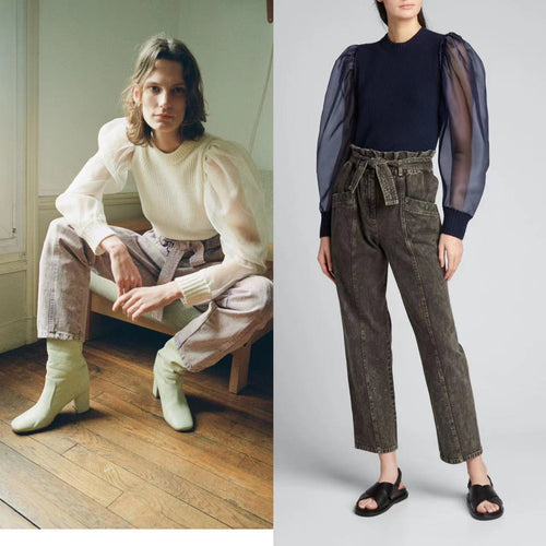 Damen Pullover mit voluminösen Ärmeln und zarten Linienführungen Heidi-Mode