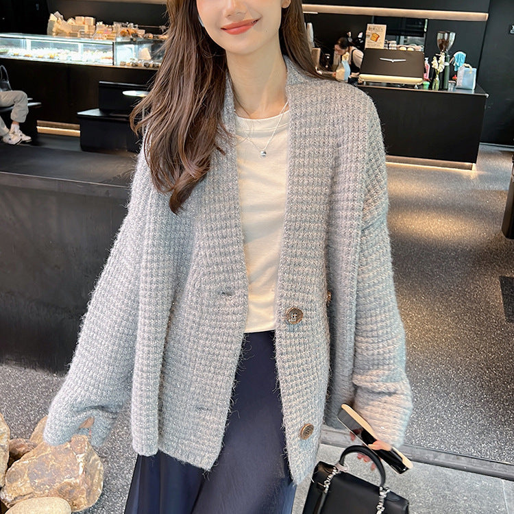 Damen Strickjacke mit doppeltem Knopfverschluss und weichem Material Heidi-Mode