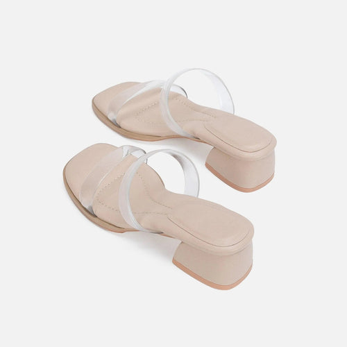 Heidi-Mode | Damen Sandalen mit mittelhohem Absatz transparent