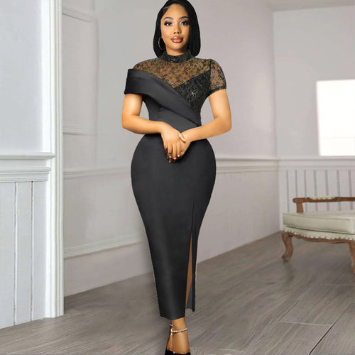 Damen Elegantes Kleid mit floralen Spitzenakzenten und figurbetontem Schnitt Heidi-Mode
