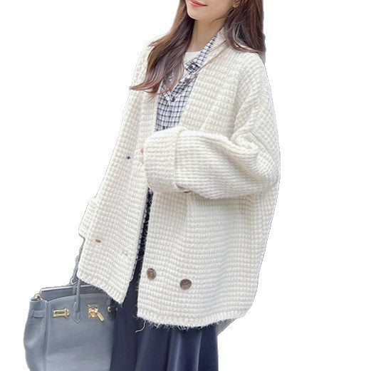 Damen Strickjacke mit doppeltem Knopfverschluss und weichem Material Heidi-Mode
