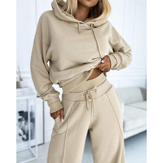 Damen Sportliches Lounge-Set mit weitem Schnitt und Kapuze Heidi-Mode