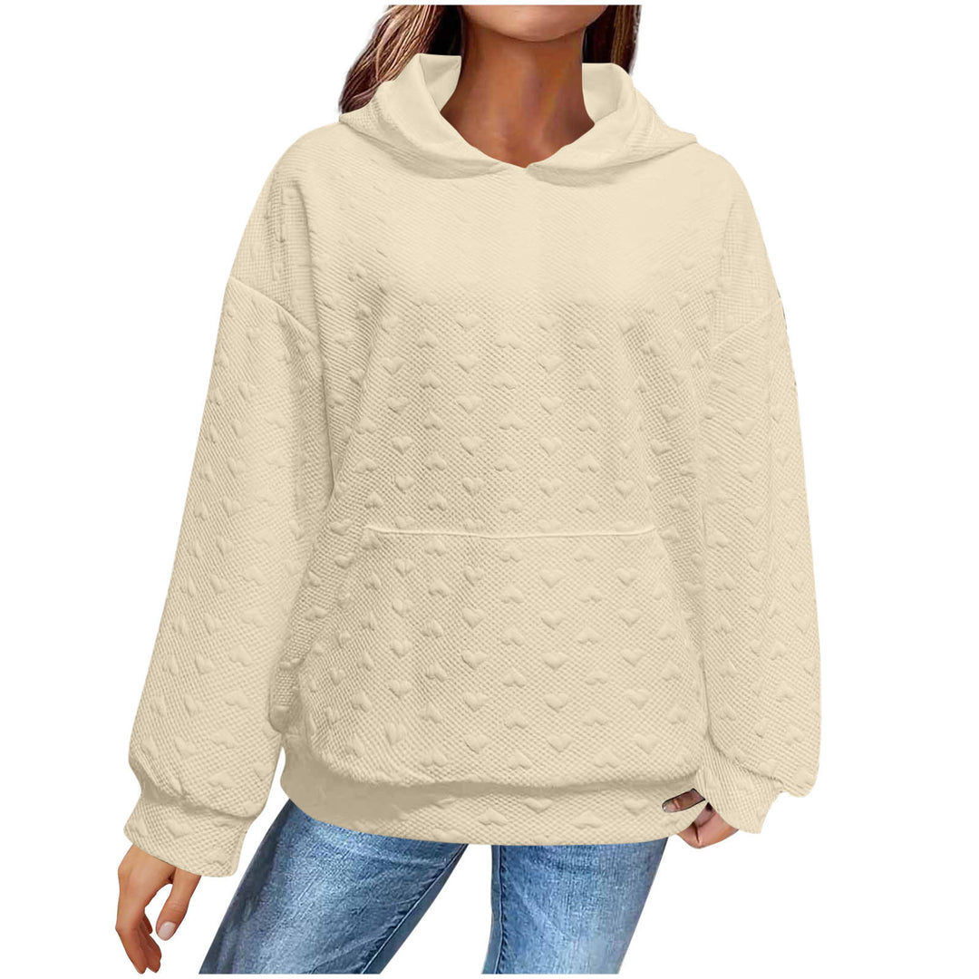 Damen Kapuzenpullover mit strukturiertem Herzmuster Heidi-Mode