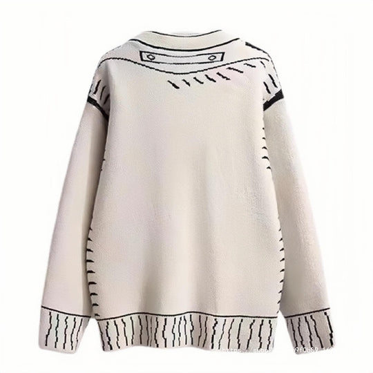 Damen Strickjacke mit kreativem Design und hochwertigen Knöpfen Heidi-Mode