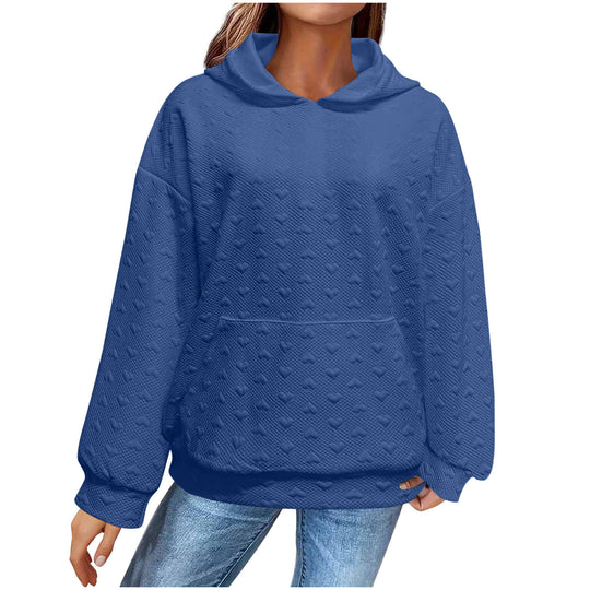 Damen Kapuzenpullover mit strukturiertem Herzmuster Heidi-Mode