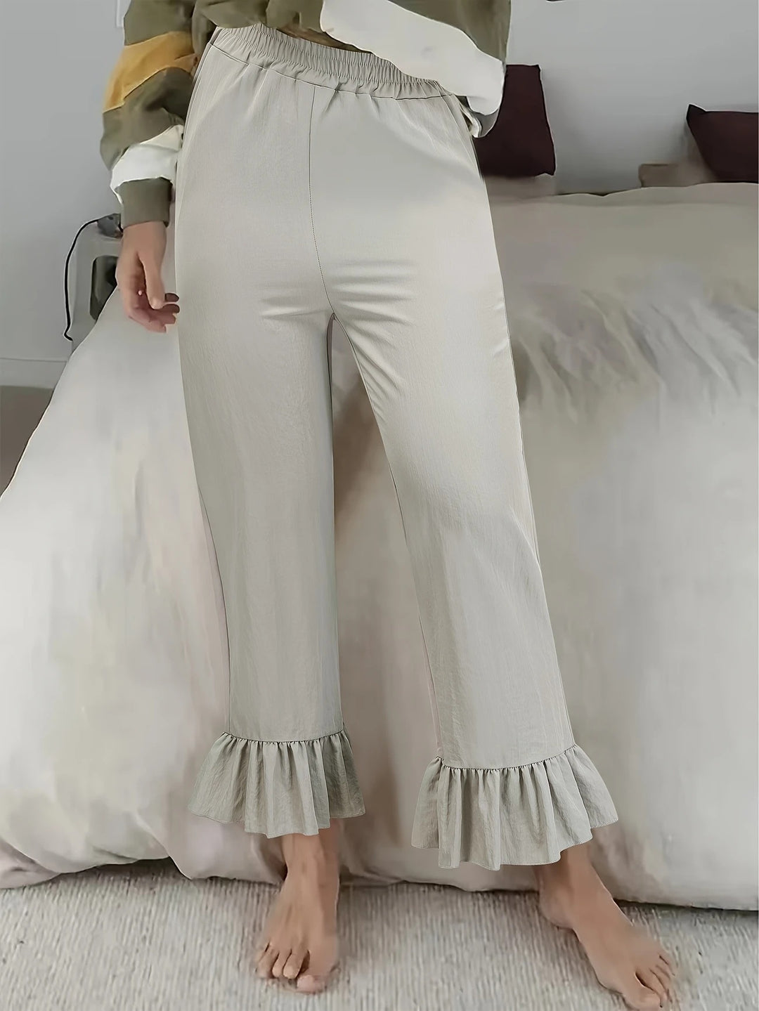 Damen Flauschige Culotte mit Volantabschluss Heidi-Mode
