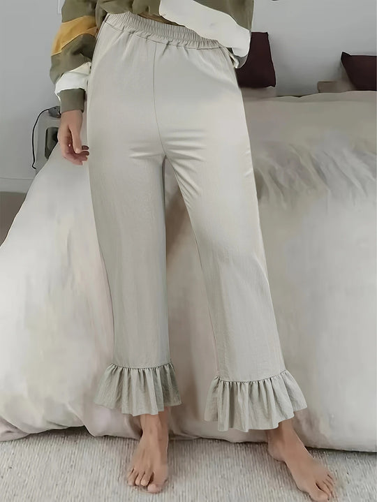 Damen Flauschige Culotte mit Volantabschluss Heidi-Mode