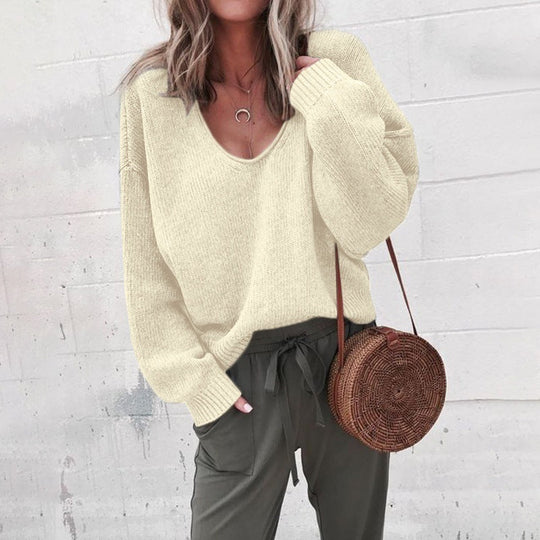 Heidi-Mode | Lockerer Pullover Mit V-Ausschnitt Bequemes Damenoberteil