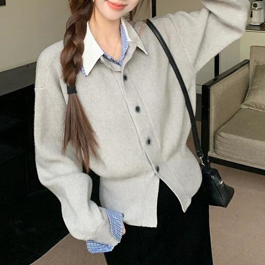 Damen Strickjacke mit klassischem Schnitt und stilvollen Knopfdetails Heidi-Mode