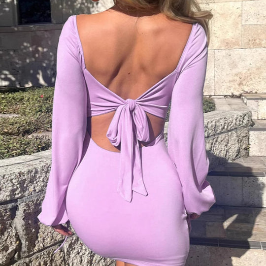 Damen Mini-Kleid mit langen puffärmel und schöner Raffung Heidi-Mode