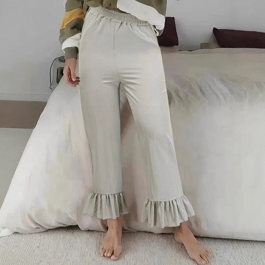 Damen Flauschige Culotte mit Volantabschluss Heidi-Mode