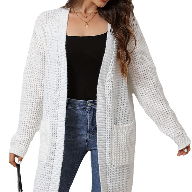 Damen Strickcardigan mit aufgesetzten Taschen und lockerer Passform Heidi-Mode