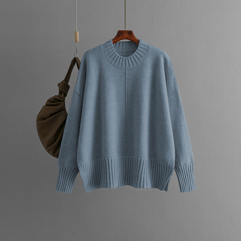Damen Oversized Strickpullover mit Rippenbund Heidi-Mode