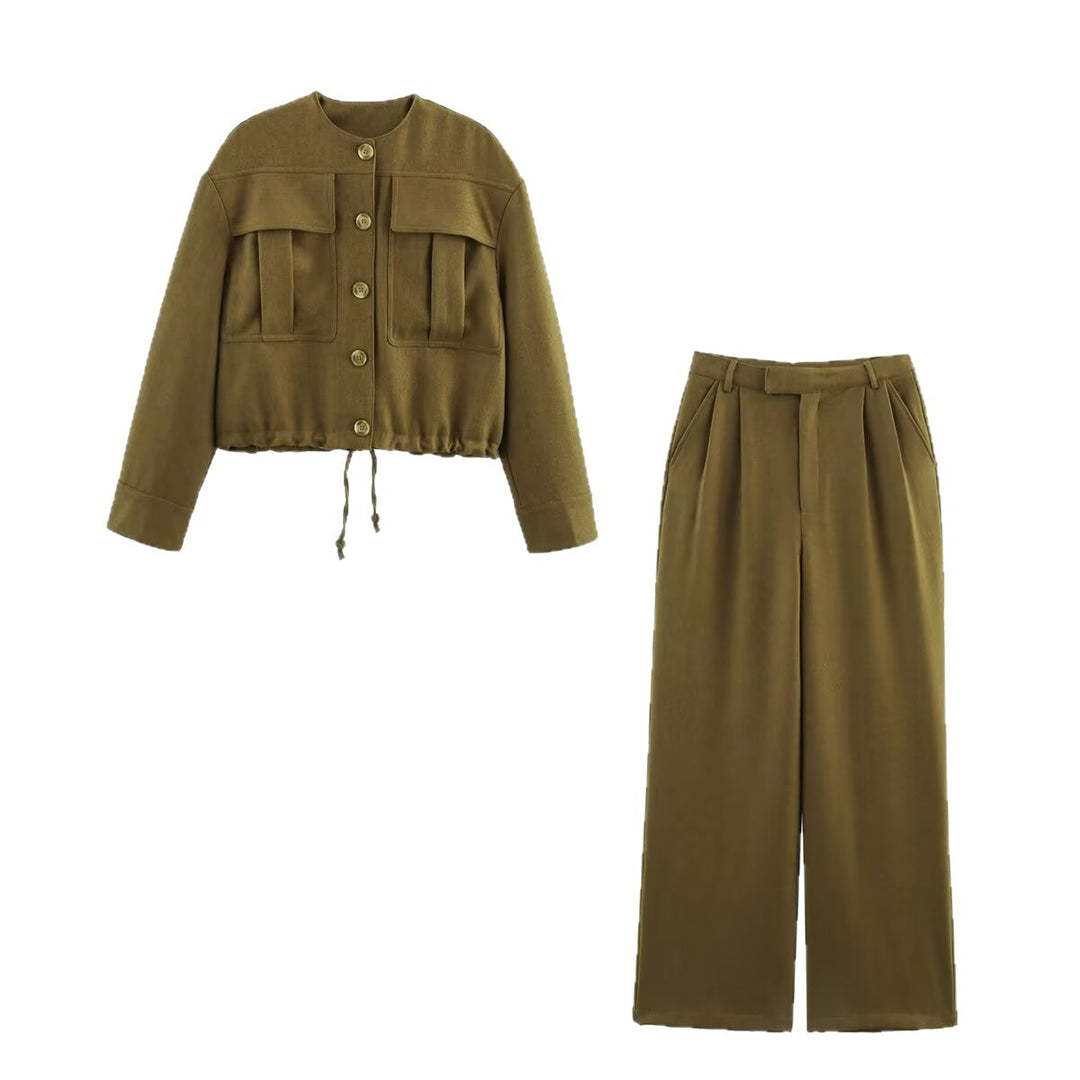 Damen weite Hose mit hohem Bund und Faltenwurf Heidi-Mode