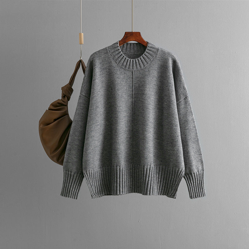 Damen Oversized Strickpullover mit Rippenbund Heidi-Mode