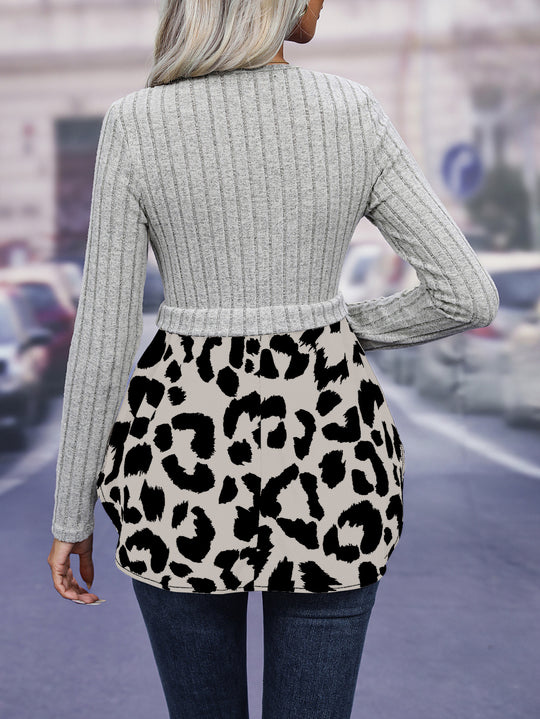 Damen modisches Oberteil im Lagen-Look mit Tiermuster Heidi-Mode