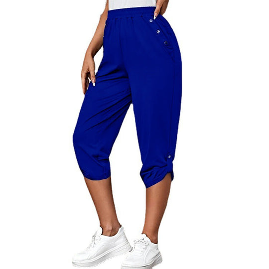 Damen sportliche Freizeithose mit elastischem Bund und praktischen Seitentaschen Heidi-Mode