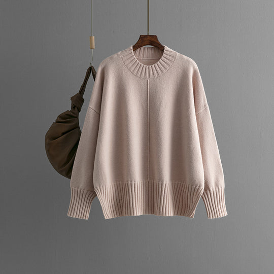 Damen Oversized Strickpullover mit Rippenbund Heidi-Mode