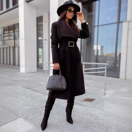 Damen eleganter Trenchcoat mit Gürtel und hochwertiger Verarbeitung Heidi-Mode