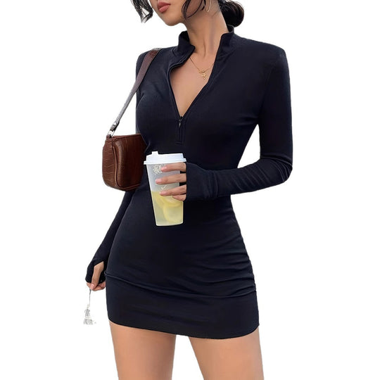 Damen Minikleid mit stylischem Reißverschluss und raffiniertem Figurbeton Heidi-Mode