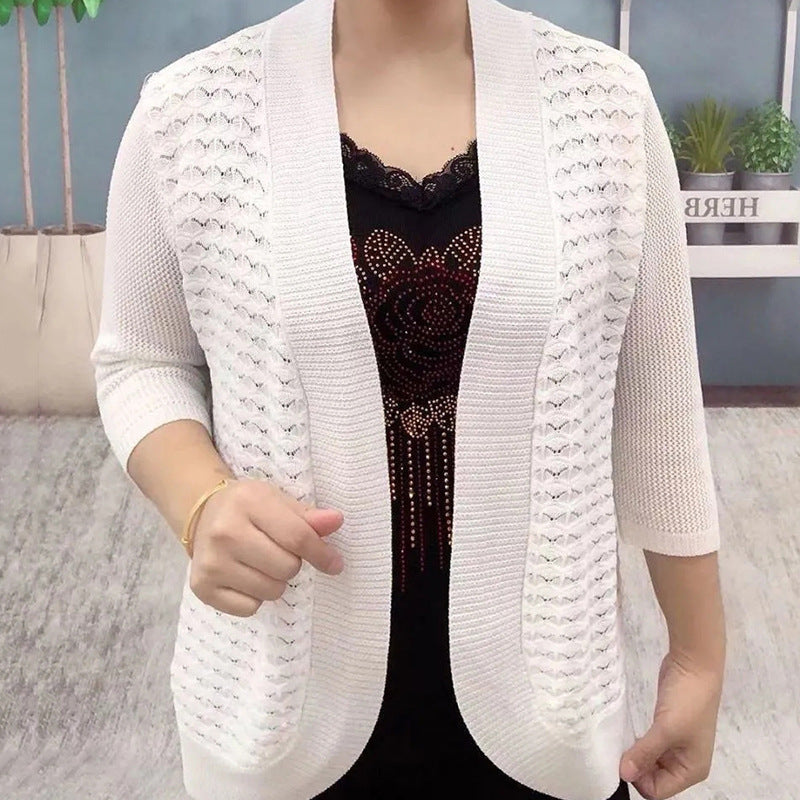 Damen Strickjacke mit 3/4-Ärmeln und strukturiertem Muster Heidi-Mode