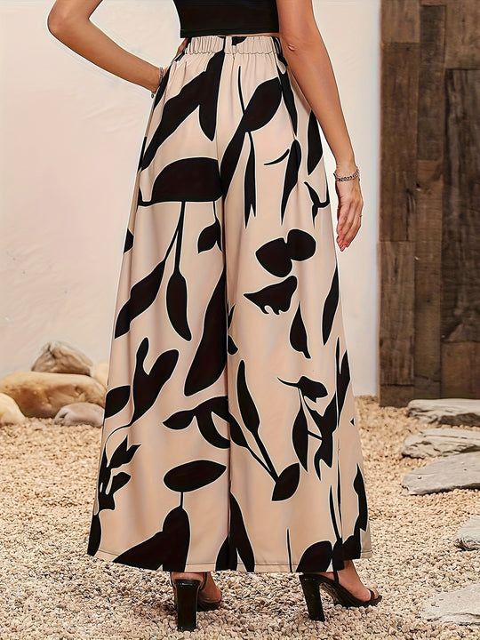 Damen Palazzo-Hose mit floralem Muster und weitem Schnitt Heidi-Mode