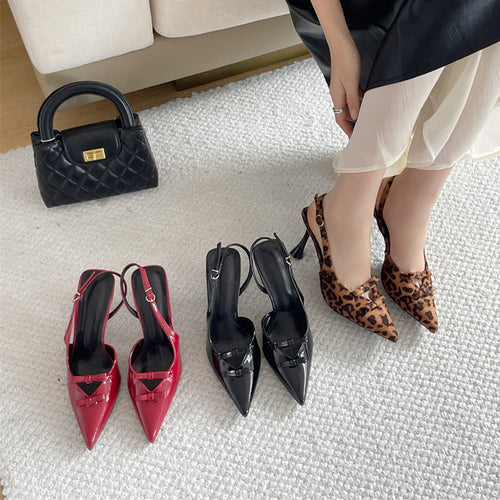 Damen Slingback Heels mit modischem Leopardenmuster und elegantem Absatz Heidi-Mode
