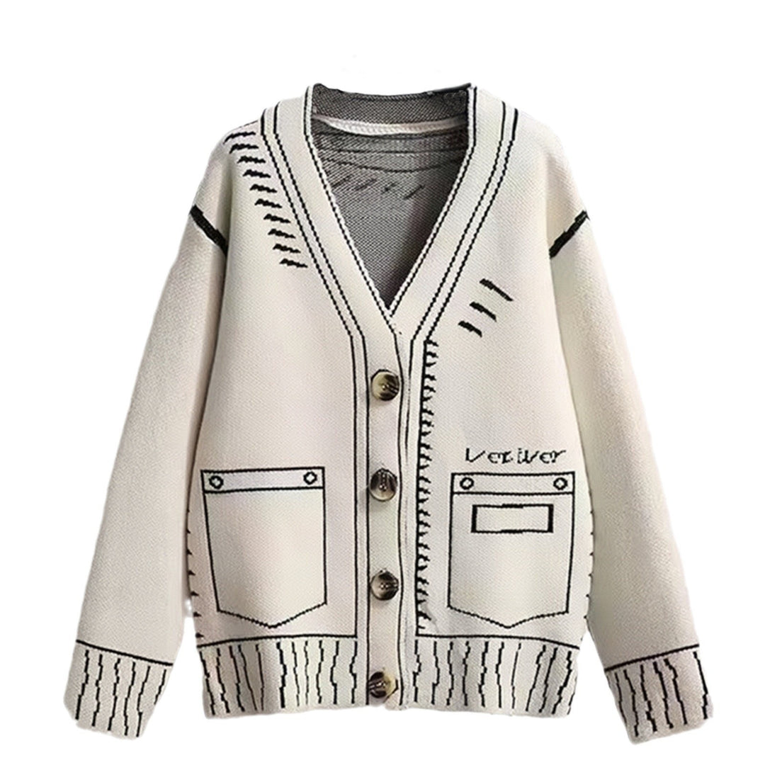 Damen Strickjacke mit kreativem Design und hochwertigen Knöpfen Heidi-Mode