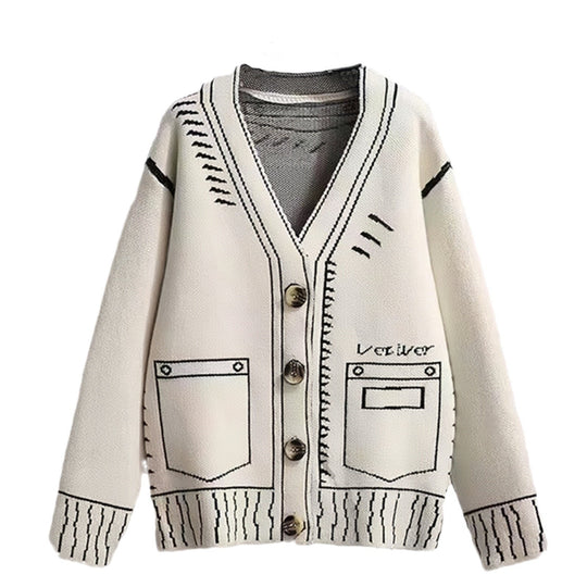 Damen Strickjacke mit kreativem Design und hochwertigen Knöpfen Heidi-Mode