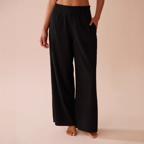 Damen Weite Plissee-Hose mit elastischem Bund und seitlichen Taschen Heidi-Mode