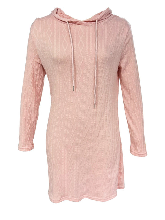 Damen Kapuzenkleid mit strukturiertem Strickmuster und lässigem Schnitt Heidi-Mode