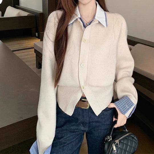 Damen Strickjacke mit klassischem Schnitt und stilvollen Knopfdetails Heidi-Mode