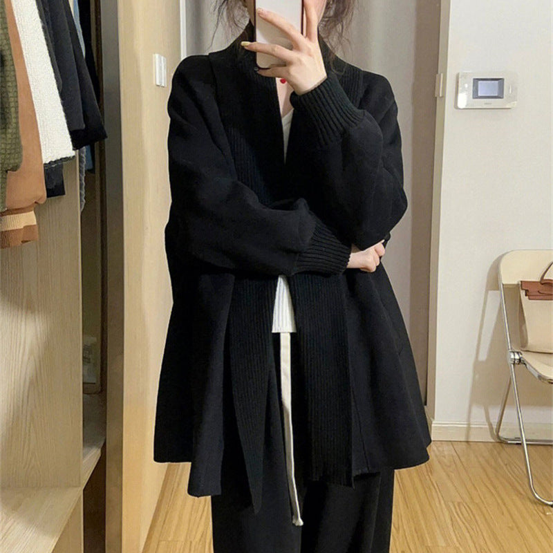 Damen Modischer Oversized Cardigan mit strukturiertem Kragen Heidi-Mode