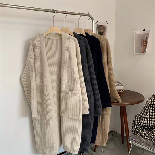 Damen Strickcardigan mit lockerer Silhouette und tiefen Taschen Heidi-Mode