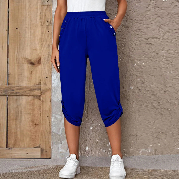 Damen sportliche Freizeithose mit elastischem Bund und praktischen Seitentaschen Heidi-Mode