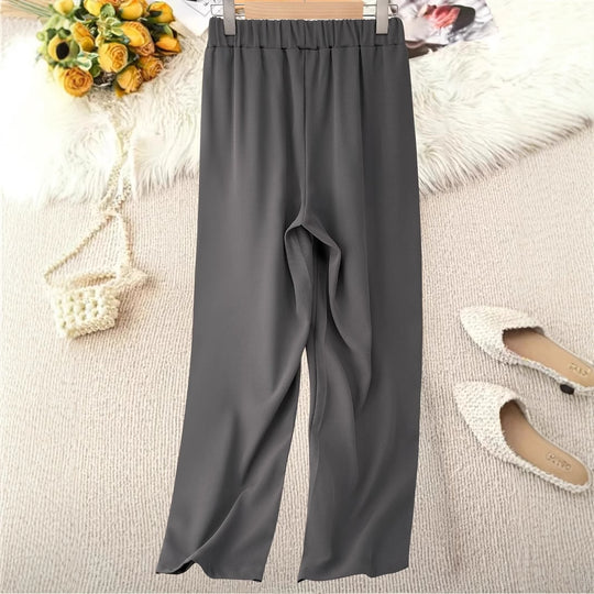 Damen Weite Hochtaillierte Stoffhose mit elegantem Gummibund Heidi-Mode