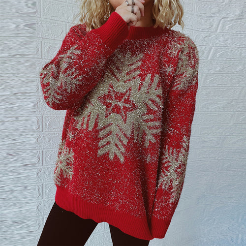 Damen Weihnachts-Pullover mit festlichem Funken-Design und bequemen Schnitt Heidi-Mode