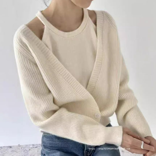 Damen Strickjacke mit offenem Schnitt und Rippstruktur Heidi-Mode