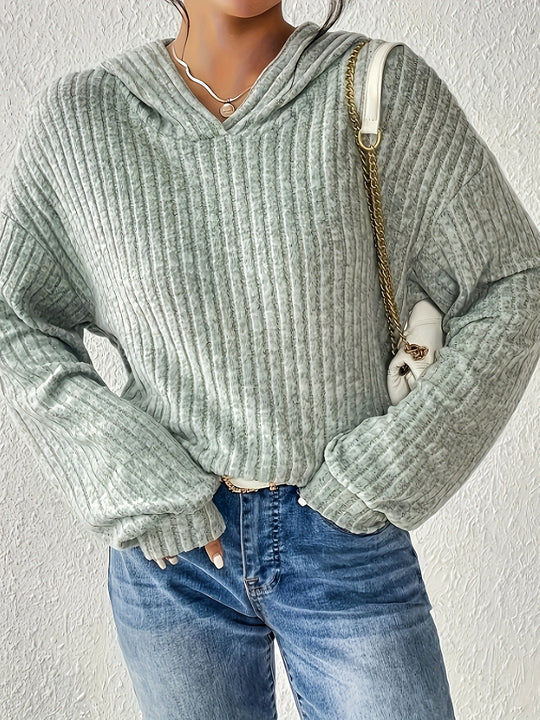 Damen Kapuzenpullover mit Rippstruktur Heidi-Mode