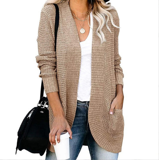 Damen Strickcardigan mit praktischen Taschen und luftiger Struktur Heidi-Mode
