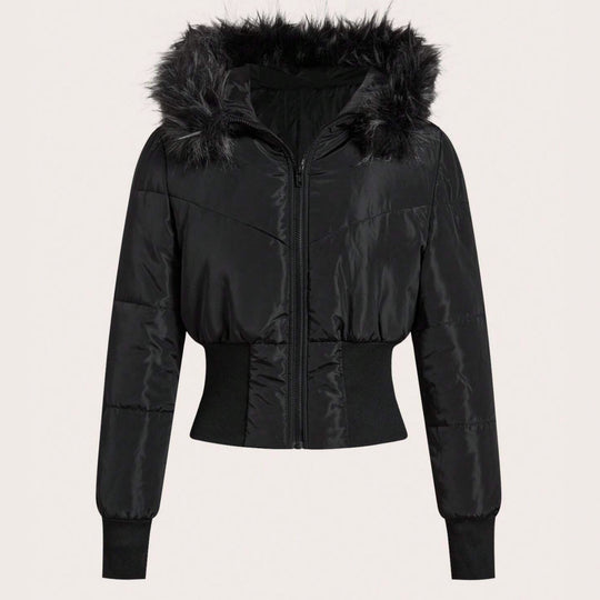 Damen kuschelige Kapuzenjacke mit abnehmbarem Kunstfell Heidi-Mode
