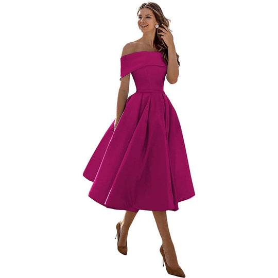 Mode Lässig Trägerlos Satin Partykleid